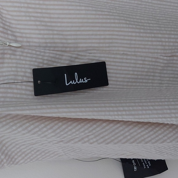 NWT Down the Horizon Beige Striped Tie Strap Skater Dress Size Medium - Picture 6 of 13